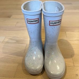 Hunter Rain Boots white with sparkle toddler 9